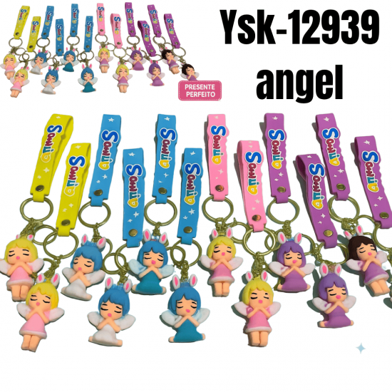 kit 12 Chaveiros 3D Pingente Com Desenhos Fofos Emborrachado