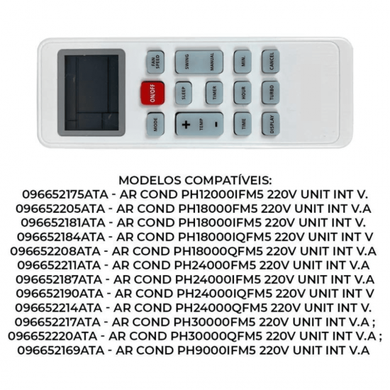 Controle Para Ar Condicionado Philco PH9000FM5 PAC12000TFM9