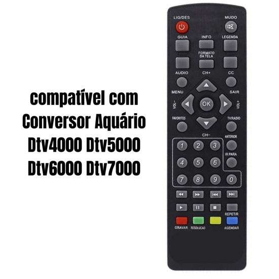 Controle Remoto Conversor Digital Aquário Dtv-5000