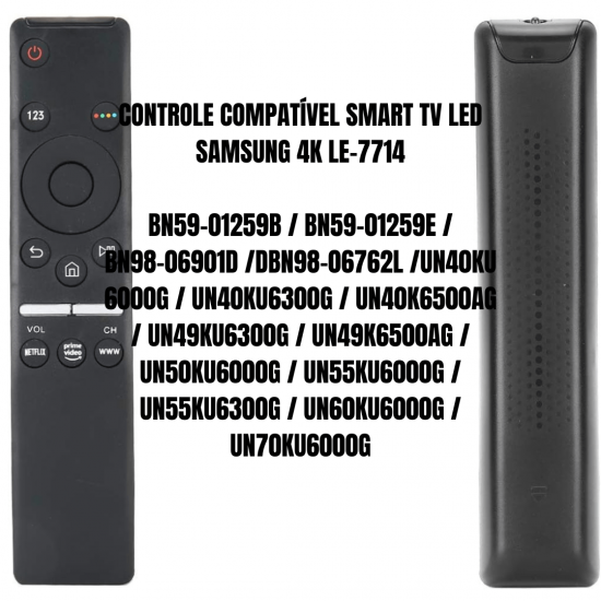 Controle Remoto compatível Smart Tv Led Samsung 4k Bn59-01259b Bn98-07207p