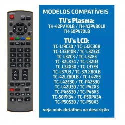 Controle Remoto Para Tv Panasonic LCD TH-42PV70LB e Th-42PV80LB