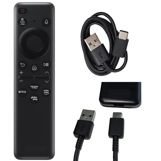 Controle Remoto recarregável compatível com Samsung Smart Tv 4k Au, com comando de voz