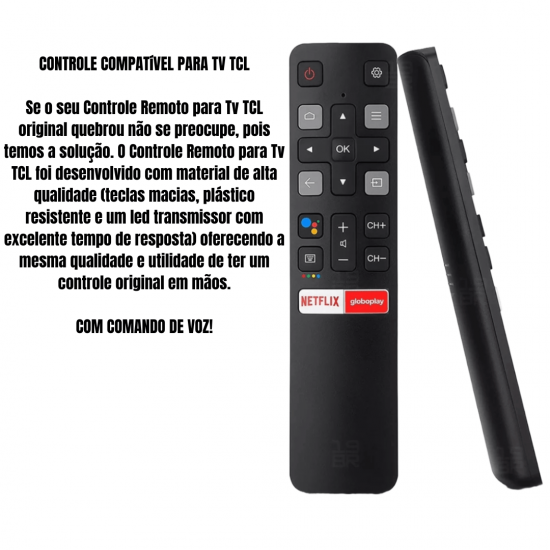 Controle Remoto Tv Tcl Smart Android com comando de voz Rc802v 55p8m