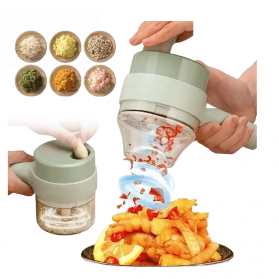 Cortador Triturador Elétrico Multifuncional Para Vegetais E Carnes Elétrico De Legumes 4 Em 1 Sem Fio