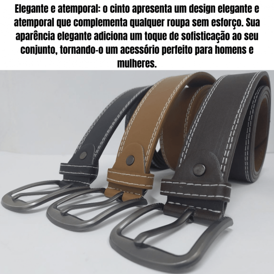 Cinto masculino social básico em couro sintético moda