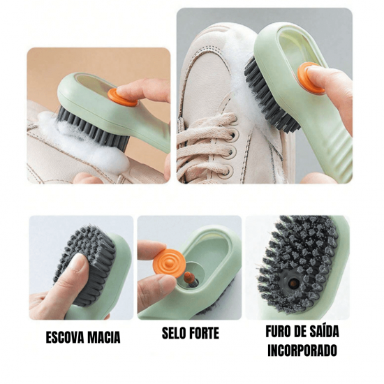 Escova Limpa Sapato Com Dispenser Reservatório