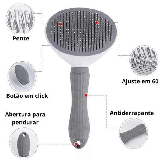 Escova Removedora Tira Pelos Dos Pets Cães E Gatos
