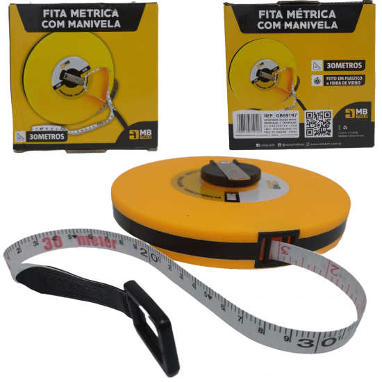 FITA METRICA COM MANIVELA Trena Fechada Com Fita Fibra De Vidro
