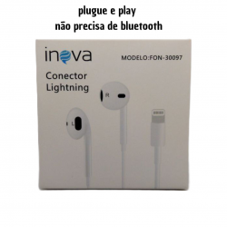 Fone De Ouvido Lightning Com Fio Para iPhone Sem Bluetooth Original Inova