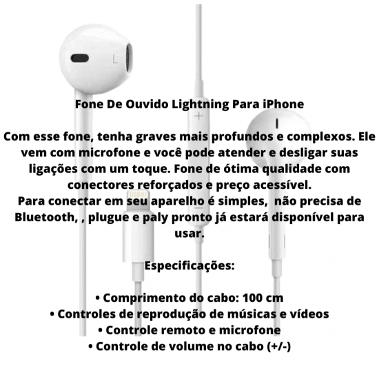 Fone De Ouvido Lightning Com Fio Para iPhone Sem Bluetooth Original Inova
