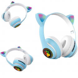 Fone De Ouvido Orelha De Gato Gatinho Cat Bluetooth Ear Com Led Rgb Headphone
