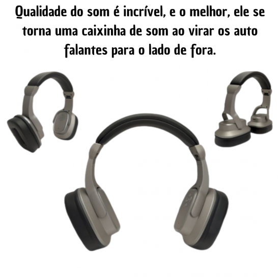 Fone de Ouvido Sem Fio Bluetooth Alto Falante Headphone Viva Voz Potente Grave