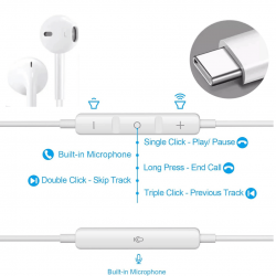 Fone De Ouvido Tipo C USB-C Som Alta Qualidade c/ Microfone Original