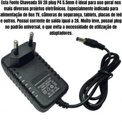 FONTE DE ALIMENTACAO 5V 2.0A COM SAIDA PLUGUE 5.5 MB52098