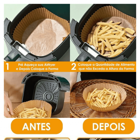 Forma de airfryer descartavel antiaderente de papel cozinha redondo fritadeira cozimento protetor forro tapete