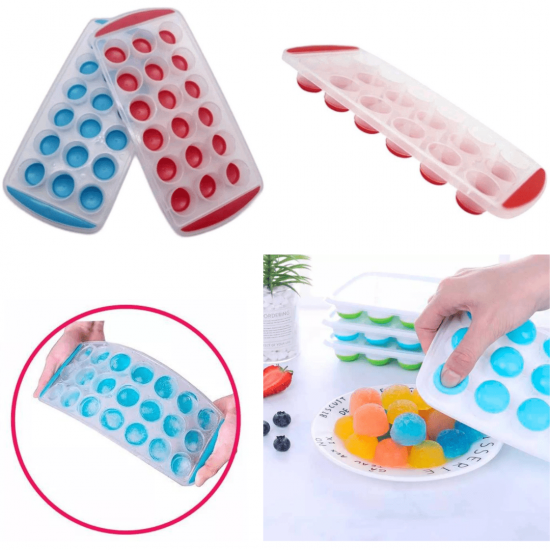 Forma De Gelo 18 Cubos Redondo Com Fundo Flexível Multiuso Universal Silicone