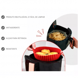 Forma de Silicone Flexível para Fritadeira Air Fryer Forno e Microondas