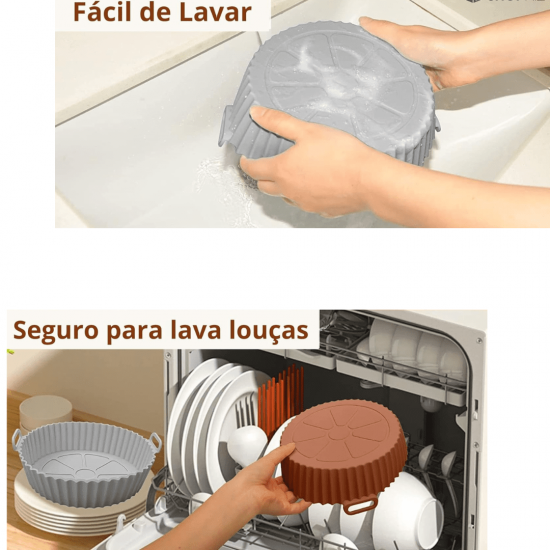 Forma de Silicone Flexível para Fritadeira Air Fryer Forno e Microondas