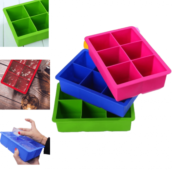 Forma De Silicone Gelo Cubo Grande 6 Cubos Drink Whisky Top