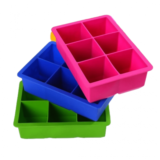 Forma De Silicone Gelo Cubo Grande 6 Cubos Drink Whisky Top