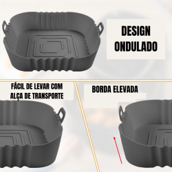Forma de Silicone Air Fryer Assadeira Fritadeira Quadrada Antiaderente