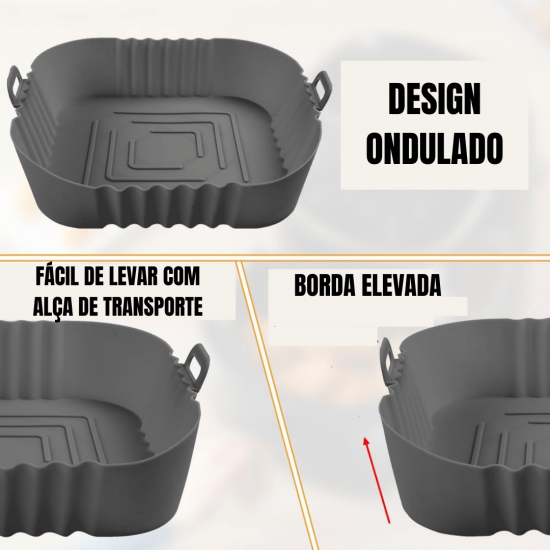 Forma de Silicone Air Fryer Assadeira Fritadeira Quadrada Antiaderente
