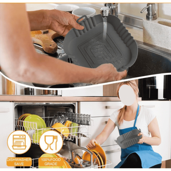 Forma de Silicone Air Fryer Assadeira Fritadeira Quadrada Antiaderente