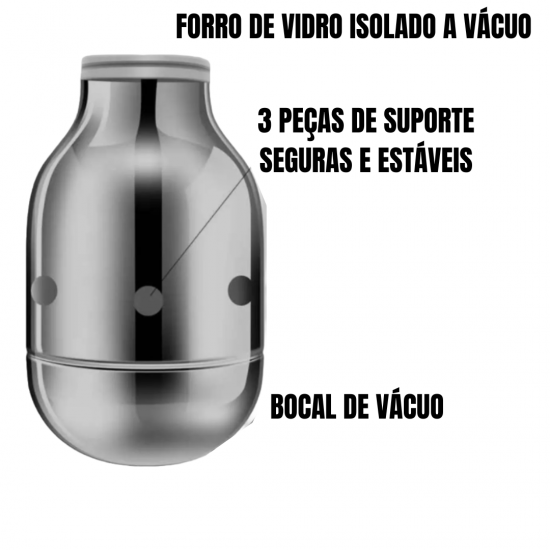 Garrafa A Vácuo De Café Chá Térmica 1L Cabo De Madeira