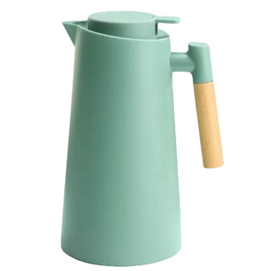 Garrafa A Vácuo De Café Chá Térmica 1L Cabo De Madeira