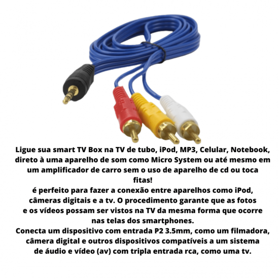 Cabo De Audio Video P2 3.5mm X 3 Rca Macho