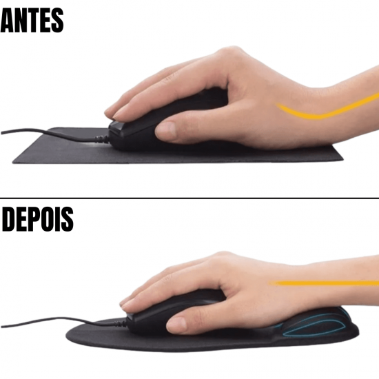 Mouse pad com apoio silicone em gel coesivo para descanso de punho
