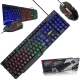 Kit Teclado E Mouse Gamer Semi Mecânico Com Luzes Led Rgb Computador Notebook PC