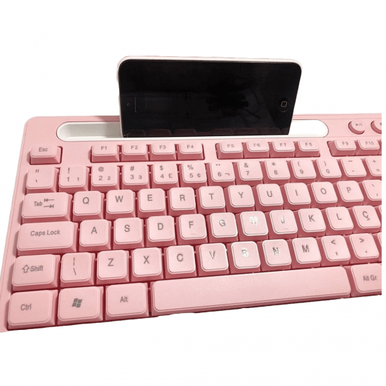 Teclado Multimídia USB Pink Feminino Smart Suporte
