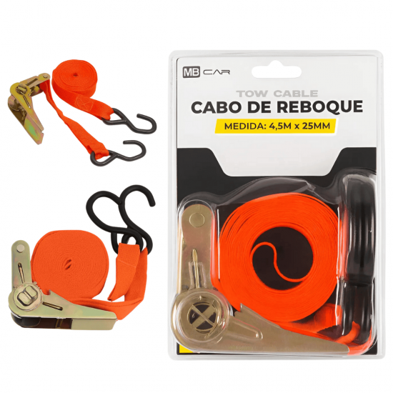 Cabo de Reboque 4,5M Nylon tração cinta, cinto de tração, ferramenta de resgate de emergência