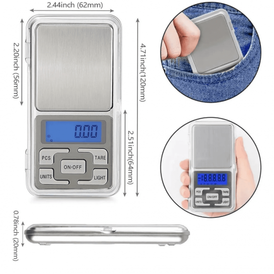Mini balança digital de precisão de 0.1 a 500gr para joias ouro farmácia