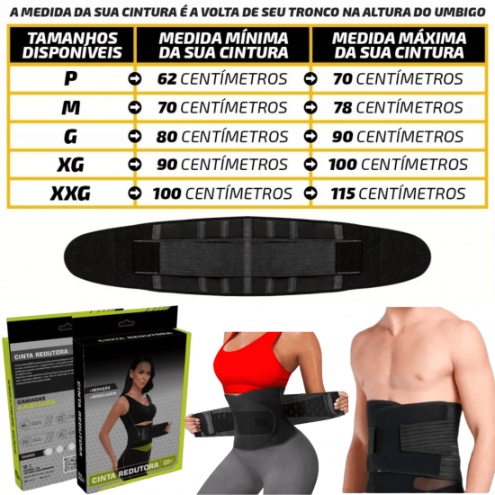 Cinta Modeladora com Velcro para Barriga Abdominal E Redutora Exercícios para Academia e com Redução De Medidas