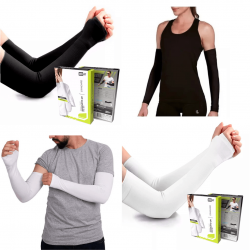 Par Manguito mangote com Dedo Proteção solar UV50+ Corrida Fitness Academia Unissex