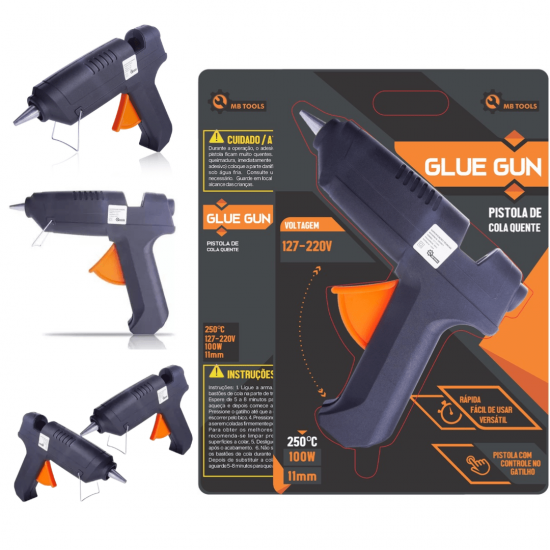 Pistola Cola Quente 100W Grande Profissional Bivolt (127V e 220V)