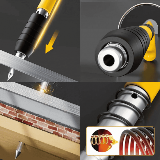 Pistola de Fixação Finca Pino Ação Direta Rebites Gesso Drywall Madeira Janela