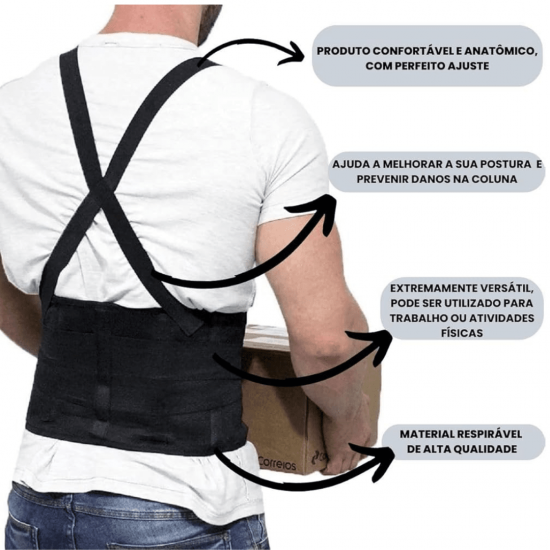 Cinta lombar colete EPI faixa ergonômica corretor postura e proteção coluna para carregar peso