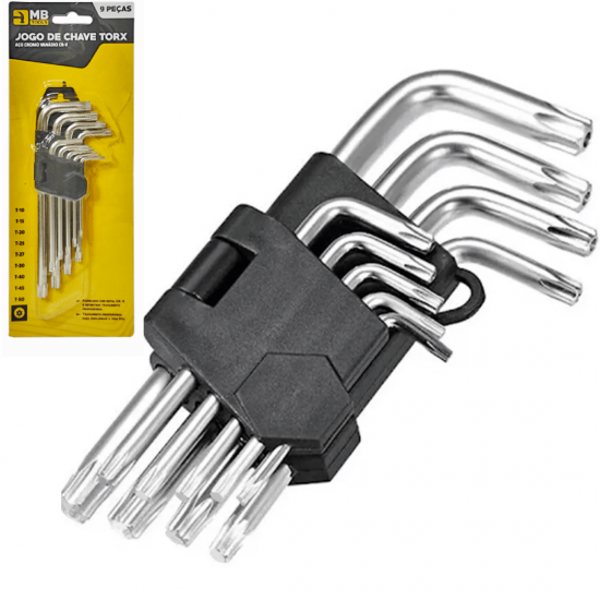 Jogo Chave Torx Extra Longa  Longa  Curta Com Furo Aço Cromo Vanádio