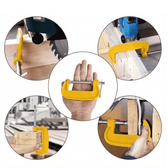 Jogo De Grampos Tipo C Com 3 Peças Carpintaria Marcenaria