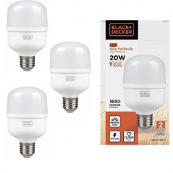 Kit 03 Lâmpadas Led Bulbo Alta Potência Branco Frio 20w BLACK+DECKER