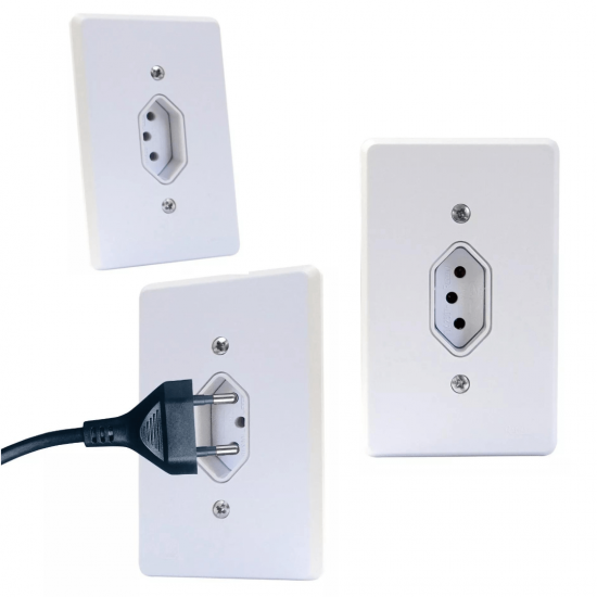 Kit 10un Tomada Simples 10A Completa 4x2 110v-220v