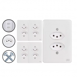 Kit 10 Peças Tomadas 10 Amperes Conjunto 4x2 Tomada Dupla 10A