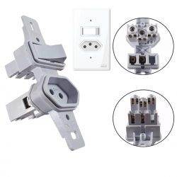 Kit 10 Tomada 10A com Interruptor 10A placa espelho branco