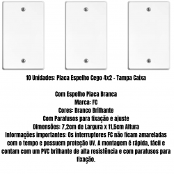 Kit 10 Placa Cega 4x2 Branca