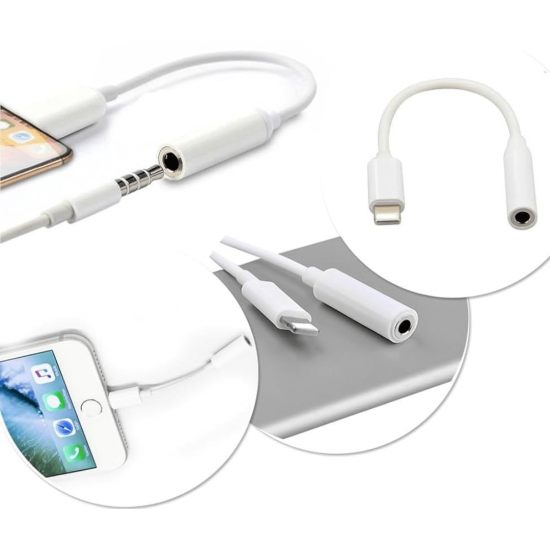 Kit 10 Adaptador Compatível Com iPhone iPad Cabo Lightning Para P2 Femea Áudio Auxiliar