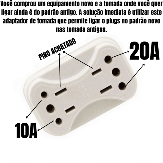 Kit 10 Adaptador Todas Tomadas Padrão Novo Antigo Benjamin