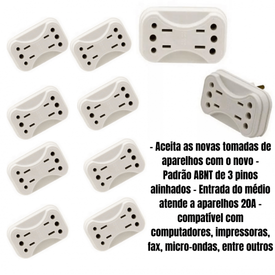 Kit 10 Adaptador Todas Tomadas Padrão Novo Antigo Benjamin